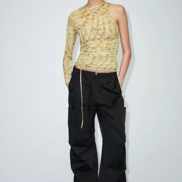 PRINTED TULLE ASYMMETRIC TOP - Picture 2 of 4